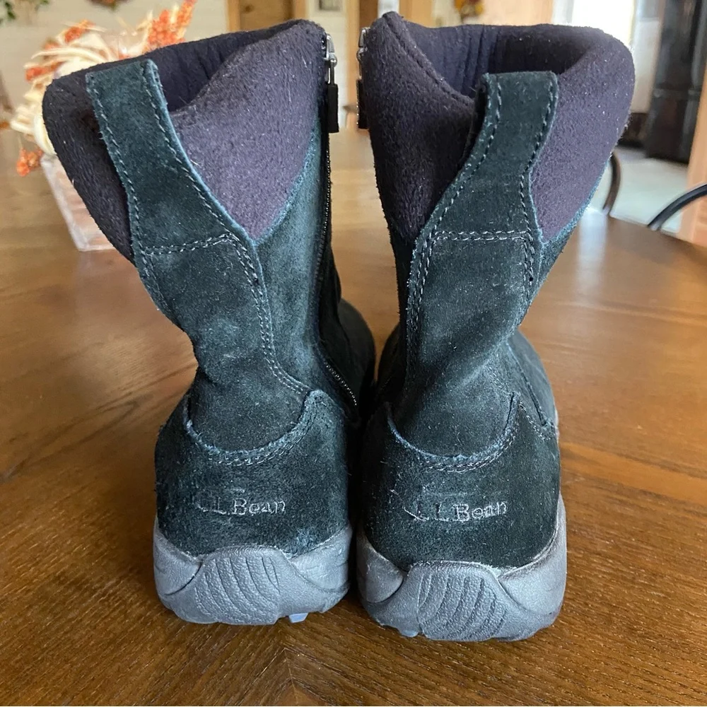 L.L. Bean Boots Women’s Size 6 Black Suede Furry Winter Insulated Zip Up